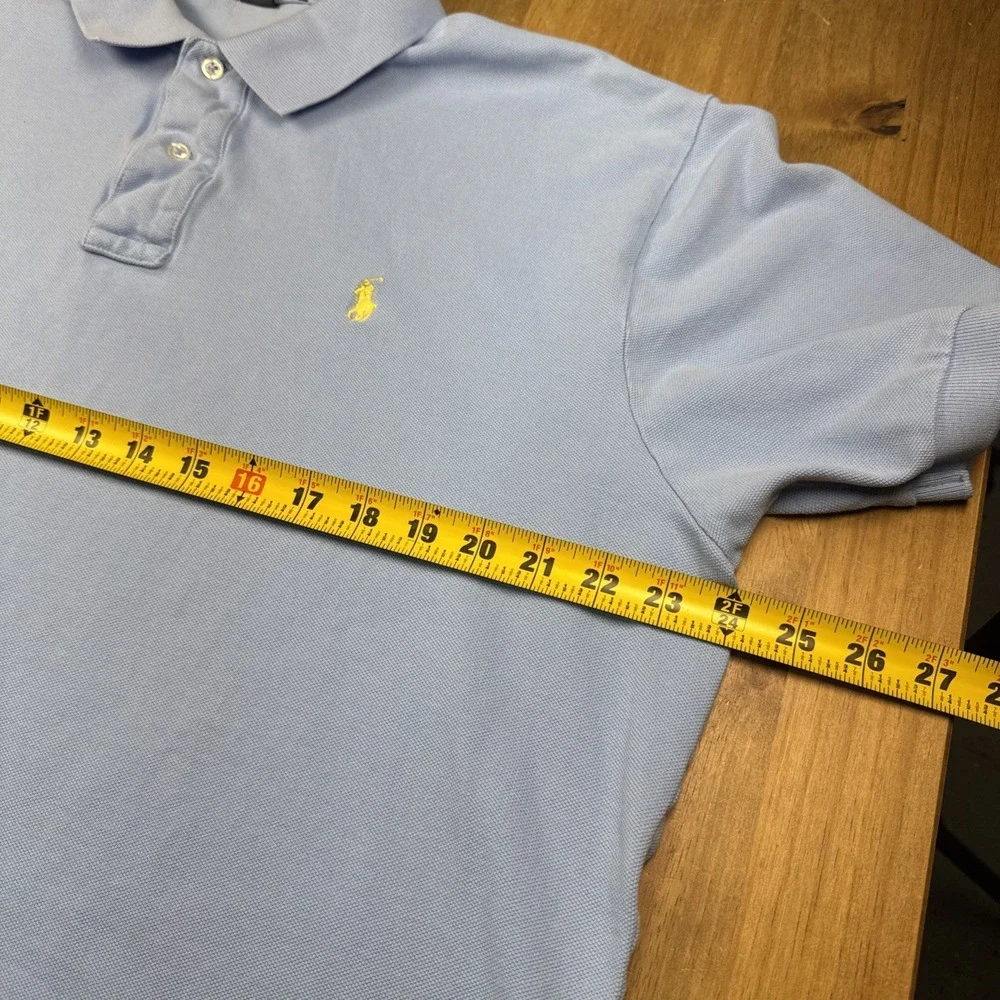 Polo Ralph Lauren Men's Short Sleeve Pique Polo Shirt Mens XL Light Blue Casual - Picture 10 of 11